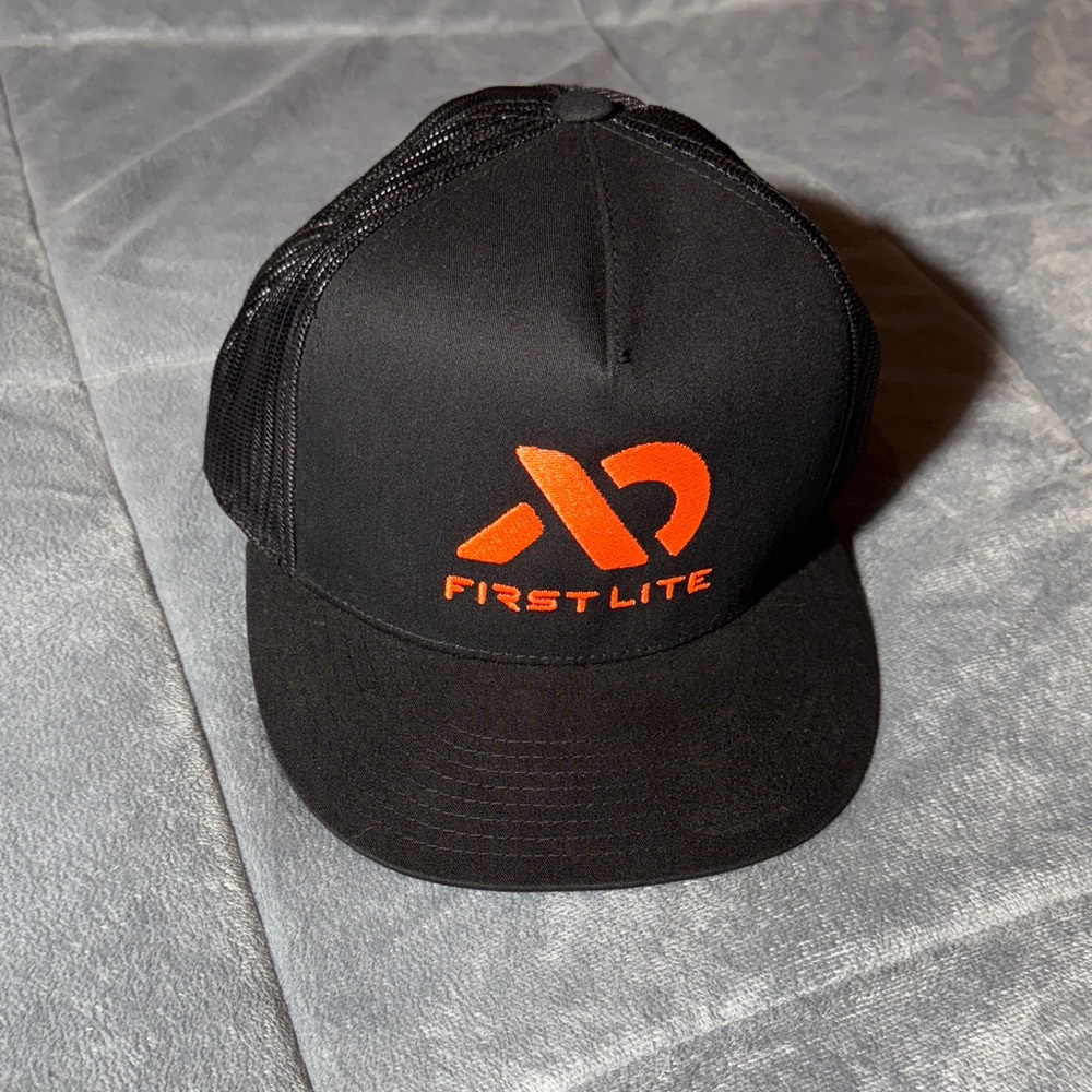 First Lite Black Mesh Cap with Orange Logo